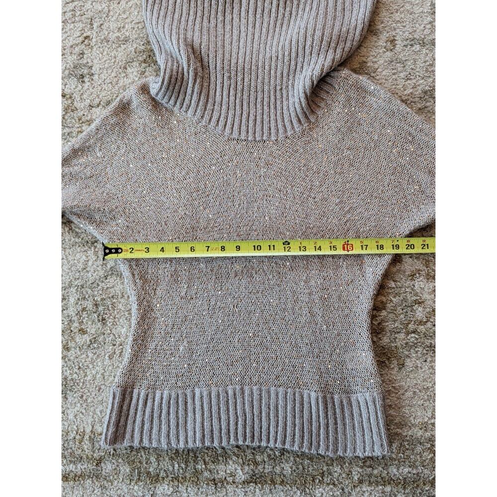 Elle Gold Sequin Cowl Neck Off Shoulder Sweater Women's Small Oversized - Picture 6 of 10